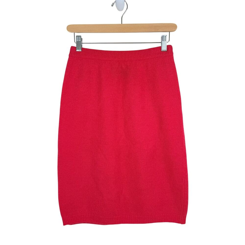Jeanne Pierre Petites Vintage Angora Wool Sweater Knit Pencil Skirt M Red Cozy
